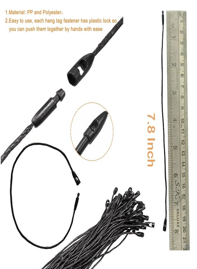 Aakriti Wax Hang Tag String Rope with Snap Lock Pin Loop Fastener Hook Ties for Clothes Gift Bags Price Tags Shoes Tag Rope for Belts Pocket Luggage Label Attachment (Black Wax Tag, 200pcs) - Image 2